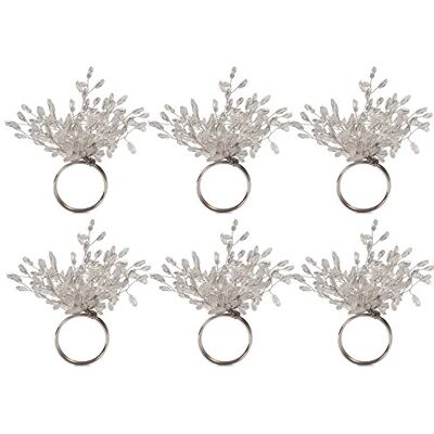 DII Decorative Napkin Ring Holder Set, Silver Beaded Starburst, 4" Diameter DII Decorative Napkin Ring Holder Set, Silver Beaded Starburst, 4" Diameter