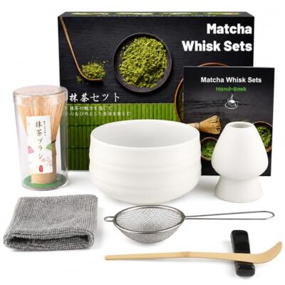 Lafefe Matcha Set, 7pcs Ceramic Matcha Kit with Matcha Bowl, Bamboo Matcha Whisk, Sieve, Holder & Spoon, Japanese Tea Ceremony Tools for Home Matcha Latte Making & Gift(Matte White) Lafefe Matcha Set, 7pcs Ceramic Matcha Kit with Matcha Bowl, Bamboo Matcha Whisk, Sieve, Holder & Spoon, Japanese Tea Ceremony Tools for Home Matcha Latte Making & Gift(Matte White)