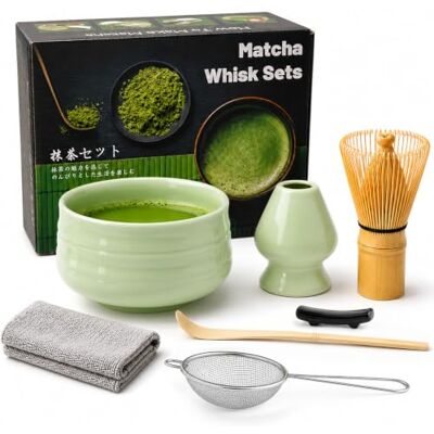 Lafefe 7 Pcs Matcha Set, Matcha Kit for Ceremony, Matcha Tea Set for Making Latte, Japanese Matcha Ceremony Kit, Matcha Whisk Set and Bowl(chawan) with All Accessories Lafefe 7 Pcs Matcha Set, Matcha Kit for Ceremony, Matcha Tea Set for Making Latte, Japanese Matcha Ceremony Kit, Matcha Whisk Set and Bowl(chawan) with All Accessories