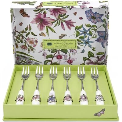 Portmeirion x Botanic Garden 6 Piece Pastry Fork Set Elegant Porcelain Handle with Floral Design, Durable Stainless Steel Cutlery for Stylish Dining Portmeirion x Botanic Garden 6 Piece Pastry Fork Set Elegant Porcelain Handle with Floral Design, Durable Stainless Steel Cutlery for Stylish Dining