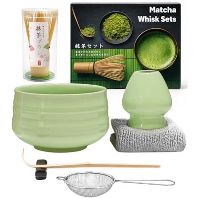 Muexoee 7Pcs Matcha Set,Matcha Tea for Making Breakfast/Latte,Whisk Set and Bowl with All Accessories,Gift for Lover,Light Green Bowl, Bamboo Stirrer Muexoee 7Pcs Matcha Set,Matcha Tea for Making Breakfast/Latte,Whisk Set and Bowl with All Accessories,Gift for Lover,Light Green Bowl, Bamboo Stirrer