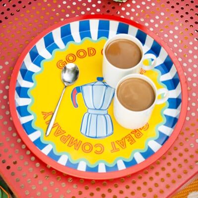 Talking Tables Large Round Serving Coffee Tray for Drinks 30cm Tin Talking Tables Large Round Serving Coffee Tray for Drinks 30cm Tin