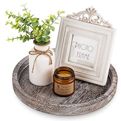 Hanobe Round Wood Candle Tray: Rustic Wooden Candle Holder Whitewash Pillar Stand Farmhouse Tea Light Plate Base for Living Room Coffee Table Centerpiece for Kitchen Counter Bathroom Home Decor,11.8 Hanobe Round Wood Candle Tray: Rustic Wooden Candle Holder Whitewash Pillar Stand Farmhouse Tea Light Plate Base for Living Room Coffee Table Centerpiece for Kitchen Counter Bathroom Home Decor,11.8