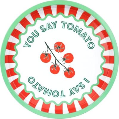 Talking Tables Large Round Serving Tray, 30cm Tomato Design Made of Tin Talking Tables Large Round Serving Tray, 30cm Tomato Design Made of Tin