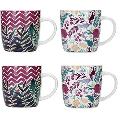 KitchenCraft Barrel Mug Set Of 4 Exotic Floral - Mug set KitchenCraft Barrel Mug Set Of 4 Exotic Floral - Mug set