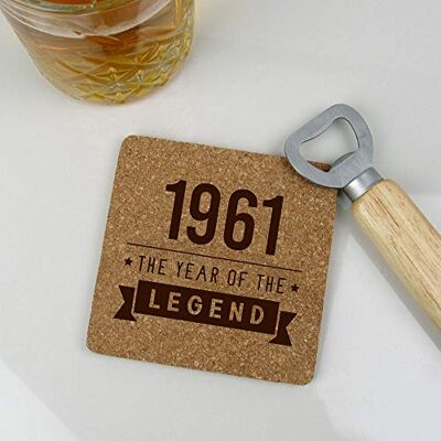eBuyGB Drinks Mat, Placemat Engraved Square Coaster-1961 Year of The Legend Design-60th Birthday, Men-Sixtieth Gift for Dad, Uncle, Brother, Cork eBuyGB Drinks Mat, Placemat Engraved Square Coaster-1961 Year of The Legend Design-60th Birthday, Men-Sixtieth Gift for Dad, Uncle, Brother, Cork