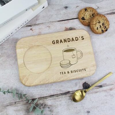 eBuyGB Engraved Grandad's Serving Board For Tea & Biscuits Wood Treat Board, Gifts for Grandpa, Papa, Taid Gifts for Grandad, Brown, 23L x 15W cm eBuyGB Engraved Grandad's Serving Board For Tea & Biscuits Wood Treat Board, Gifts for Grandpa, Papa, Taid Gifts for Grandad, Brown, 23L x 15W cm