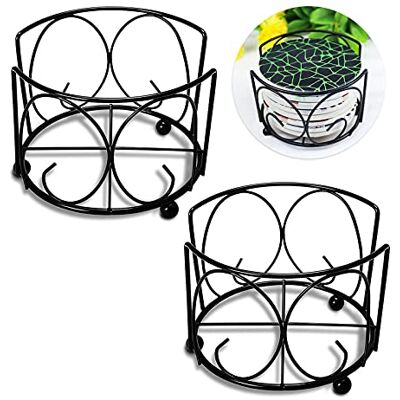 Ruksifg Coaster Holder Round Metal Drink Coaster Holder Without Coasters 2pcs Large Capcity Hold Up to 6-8 Coasters Ruksifg Coaster Holder Round Metal Drink Coaster Holder Without Coasters 2pcs Large Capcity Hold Up to 6-8 Coasters