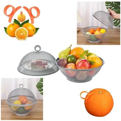 HK Online Grey Mesh Fruit Basket & Ring Peeler 10.6" Mesh Fruit Basket Bread Basket Keep Unwanted Animals Outside,Decorative Woven Table Piece HK Online Grey Mesh Fruit Basket & Ring Peeler 10.6" Mesh Fruit Basket Bread Basket Keep Unwanted Animals Outside,Decorative Woven Table Piece
