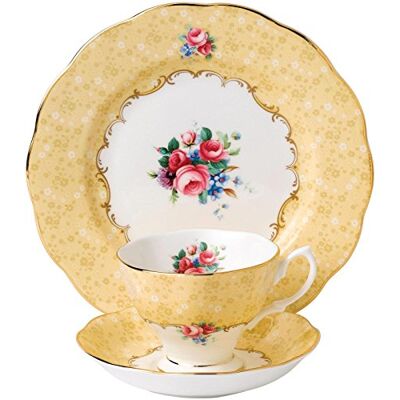 Royal Albert 100 Years 40017539 1990 Bouquet Teacup, Saucer & Plate 20cm 3 Piece Set Yellow, Bone China, 200 milliliters Royal Albert 100 Years 40017539 1990 Bouquet Teacup, Saucer & Plate 20cm 3 Piece Set Yellow, Bone China, 200 milliliters