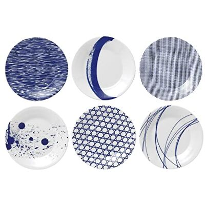 Royal Doulton Plate Set Pacific Blue Collection Side Plates Porcelain Tableware Set of 6 Perfect for Sides, Salads and Desserts 24cm Royal Doulton Plate Set Pacific Blue Collection Side Plates Porcelain Tableware Set of 6 Perfect for Sides, Salads and Desserts 24cm