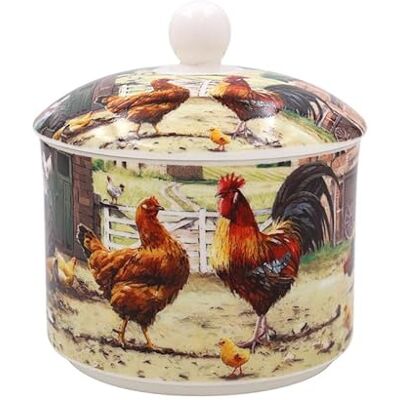 The Leonardo Collection Cockerel & Hen Sugar Bowl with Lid Sugar Pot for All Homes & Offices Designed by Macneil Studios Ceramic Bowl with Lid for Sugar, Sweetener or Other Snacks The Leonardo Collection Cockerel & Hen Sugar Bowl with Lid Sugar Pot for All Homes & Offices Designed by Macneil Studios Ceramic Bowl with Lid for Sugar, Sweetener or Other Snacks
