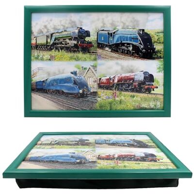 The Leonardo Collection Lesser & Pavey Classic Trains Laptray Bean Bag Trays With Padded Cushion Suitable For Drinks, Food, Breakfast & Laptop Lovely Designed Lap Tray For Home & Office, Green The Leonardo Collection Lesser & Pavey Classic Trains Laptray Bean Bag Trays With Padded Cushion Suitable For Drinks, Food, Breakfast & Laptop Lovely Designed Lap Tray For Home & Office, Green