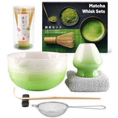 Muexoee 7 Pcs Matcha Set,Matcha Tea for Making Breakfast/Latte,Whisk Set and Bowl with All Accessories,Gift for Lover,Gradient Green Bowl,Bamboo Stirrer Muexoee 7 Pcs Matcha Set,Matcha Tea for Making Breakfast/Latte,Whisk Set and Bowl with All Accessories,Gift for Lover,Gradient Green Bowl,Bamboo Stirrer
