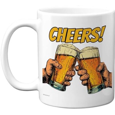 Stuff4 Celebration Cheers Mug Clinking Beer Glasses Festive Design Fun Party Drinkware for Friends or Colleagues 11oz Ceramic Gloss Mug Stuff4 Celebration Cheers Mug Clinking Beer Glasses Festive Design Fun Party Drinkware for Friends or Colleagues 11oz Ceramic Gloss Mug