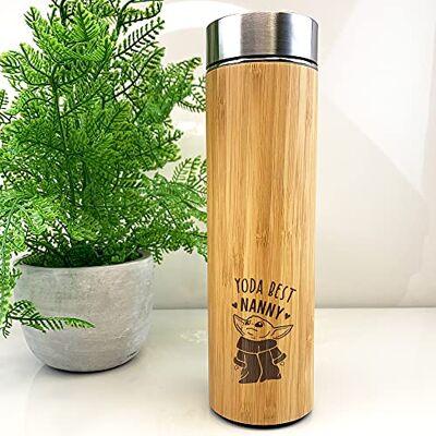 eBuyGB Personalised Bamboo Travel Flask, Baby Yoda Travel Mug, 500ml Star Wars Themed Coffee Mug Cup, Funny Gifts for Grandma, Nanna, Granny (Yoda Best Nanny) eBuyGB Personalised Bamboo Travel Flask, Baby Yoda Travel Mug, 500ml Star Wars Themed Coffee Mug Cup, Funny Gifts for Grandma, Nanna, Granny (Yoda Best Nanny)