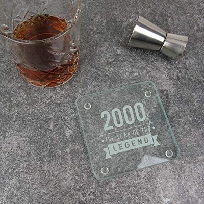 eBuyGB Drinks Mat, Placemat Engraved Square Coaster-2000 Year of The Legend Design-21st Birthday, Men-Twenty-First Gift for Dad, Uncle, Brother, Glass eBuyGB Drinks Mat, Placemat Engraved Square Coaster-2000 Year of The Legend Design-21st Birthday, Men-Twenty-First Gift for Dad, Uncle, Brother, Glass