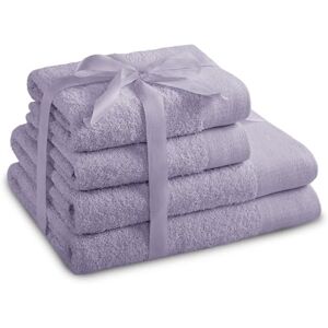 AmeliaHome Amari Lilac Towel Set - Set of 4, 70x140+2x50x100 AmeliaHome Amari Lilac Towel Set - Set of 4, 70x140+2x50x100