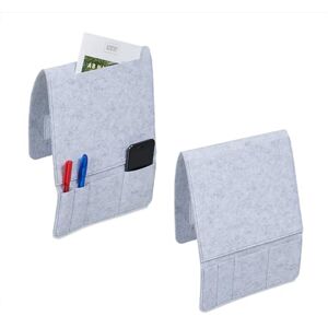 Relaxdays Organiser Pockets, Set of 2, 5 Compartments, Hook & Loop Fastener, Storage for Bed & Sofa, Felt, Light Grey, 33.5 x 25 x 3 cm Relaxdays Organiser Pockets, Set of 2, 5 Compartments, Hook & Loop Fastener, Storage for Bed & Sofa, Felt, Light Grey, 33.5 x 25 x 3 cm