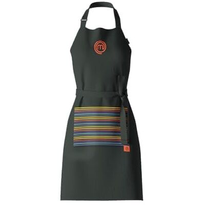 MasterChef Cooking Apron Men & Women, 100% Cotton Kitchen Apron, Perfect for Men, Baking Apron with Adjustable Strap, Embroidered M Logo, One Size, Multicoloured MasterChef Cooking Apron Men & Women, 100% Cotton Kitchen Apron, Perfect for Men, Baking Apron with Adjustable Strap, Embroidered M Logo, One Size, Multicoloured