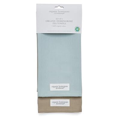 Cooksmart British Designed Pack of 2 Tea Towels Luxury Tea Towels for Kitchen Herringbone Organic Tea Towel Set Cooksmart British Designed Pack of 2 Tea Towels Luxury Tea Towels for Kitchen Herringbone Organic Tea Towel Set