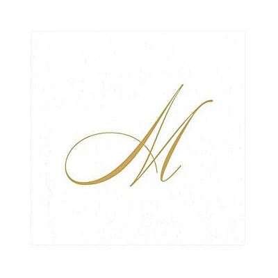 Caspari Signature Gold Initial M Paper Linen Cocktail Napkins, White Pearl, Pack of 30 Caspari Signature Gold Initial M Paper Linen Cocktail Napkins, White Pearl, Pack of 30