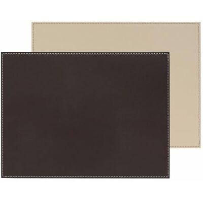 Freeform Duo Rectangular Placemat, Chocolate/Cream Faux Leather, One Size Freeform Duo Rectangular Placemat, Chocolate/Cream Faux Leather, One Size