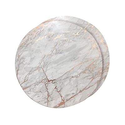 Dainty Home Foiled Granite Thick Cork Heat Resistant Dining Table Placemats Set of 2, 15" Round, Marbled Rose Gold 2MC15RGO Dainty Home Foiled Granite Thick Cork Heat Resistant Dining Table Placemats Set of 2, 15" Round, Marbled Rose Gold 2MC15RGO
