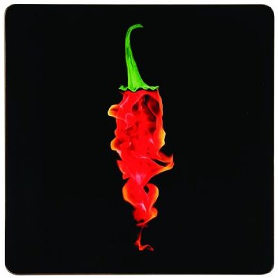 Premier Housewares 28 x 28 cm Flaming Chilli Cork Placemats, Set of 4 Premier Housewares 28 x 28 cm Flaming Chilli Cork Placemats, Set of 4