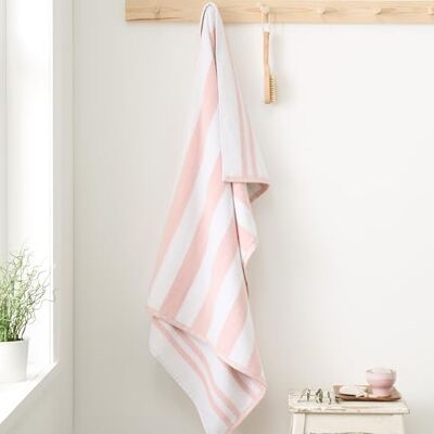 Bianca Reversible Stripe 100x150cm Cotton Jacquard Bath Sheet Blush Pink Bianca Reversible Stripe 100x150cm Cotton Jacquard Bath Sheet Blush Pink