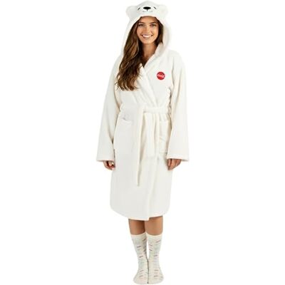The Gift Scholars Officially Licensed Coca-Cola Polar Bear Dressing Gown – Cosy White Sherpa Fleece Hooded Robe (Unisex)– Adults 2XL The Gift Scholars Officially Licensed Coca-Cola Polar Bear Dressing Gown – Cosy White Sherpa Fleece Hooded Robe (Unisex)– Adults 2XL