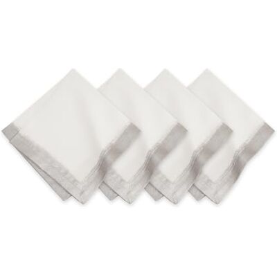 Elrene Villeroy & Boch Linen Metallic Brushstroke Napkins, 21 Inches x 21 Inches, Set of 4, White and Silver Elrene Villeroy & Boch Linen Metallic Brushstroke Napkins, 21 Inches x 21 Inches, Set of 4, White and Silver