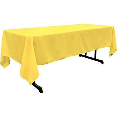 LA Linen Polyester Poplin Washable Rectangular Tablecloth, Stain and Wrinkle Resistant Table Cover 60x108, Fabric Table Cloth for Dinning, Kitchen, Party, Holiday 60 by 108-Inch, Yellow Light LA Linen Polyester Poplin Washable Rectangular Tablecloth, Stain and Wrinkle Resistant Table Cover 60x108, Fabric Table Cloth for Dinning, Kitchen, Party, Holiday 60 by 108-Inch, Yellow Light