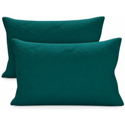 PETTI Artigiani Italiani Pair of Pillow Cases 60 x 40 cm in Microfibre, Pillows for Bedroom Furniture, Sofa, Set of 2 Cushion Covers, Solid Colour Teal PETTI Artigiani Italiani Pair of Pillow Cases 60 x 40 cm in Microfibre, Pillows for Bedroom Furniture, Sofa, Set of 2 Cushion Covers, Solid Colour Teal