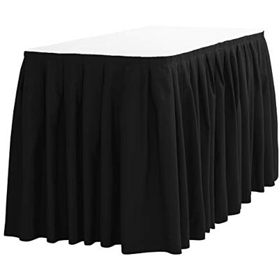 LinenTablecloth 21 ft. Accordion Pleat Polyester Table Skirt Black LinenTablecloth 21 ft. Accordion Pleat Polyester Table Skirt Black