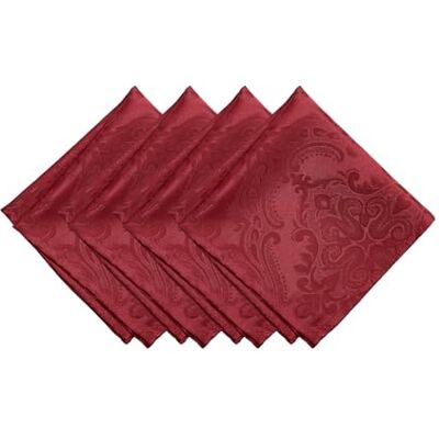 Elrene 91330RED - Damask Set - Polyester, 4 Napkins, Red Elrene 91330RED - Damask Set - Polyester, 4 Napkins, Red