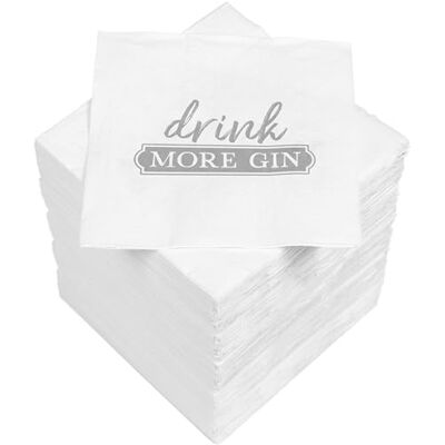 Heku 150 Cocktail Napkins, 3-Ply, 25 x 25 cm, Drink More Gin Heku 150 Cocktail Napkins, 3-Ply, 25 x 25 cm, Drink More Gin
