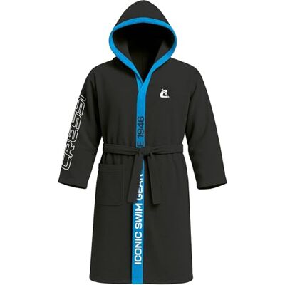 Cressi since 1946 Microfiber Bathrobe Men's and Women's, Soft, 100% Quick Drying, Pockets, Hood and Belt, for the Gym, Pool, Beach, Home and Travel Black/Light Blue XS/S Cressi since 1946 Microfiber Bathrobe Men's and Women's, Soft, 100% Quick Drying, Pockets, Hood and Belt, for the Gym, Pool, Beach, Home and Travel Black/Light Blue XS/S