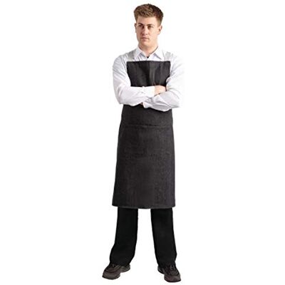 Whites Chefs Clothing Southside Chef Bib Apron Denim Black with Grey Ties, X-Cross Back and Double Front Pocket BB057 Whites Chefs Clothing Southside Chef Bib Apron Denim Black with Grey Ties, X-Cross Back and Double Front Pocket BB057