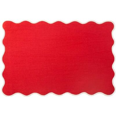 H&H Set of 4 Breakfast Placemats 45 x 30 cm in Cotton and Linen Red Elegant and Durable For Dining Table or Kitchen Hand Wash Recommended No Dryer H&H Set of 4 Breakfast Placemats 45 x 30 cm in Cotton and Linen Red Elegant and Durable For Dining Table or Kitchen Hand Wash Recommended No Dryer