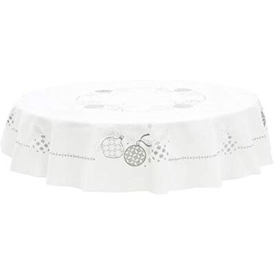 Mr Crimbo - Round Embroidered Fabric Tablecloth - 177cm - Embroidered - Tablecloth Mr Crimbo - Round Embroidered Fabric Tablecloth - 177cm - Embroidered - Tablecloth