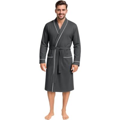 NY Threads Men's Robe Cotton Blend Knit Bathrobe NY Threads Men's Robe Cotton Blend Knit Bathrobe