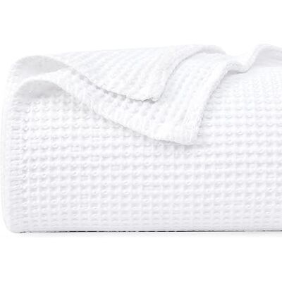 PHF 100% Cotton Waffle Weave Blanket Twin Size 66"x90"-Lightweight Washed Soft Breathable Blanket for All Season-Perfect Blanket Layer for Couch Bed Sofa -Elegant Home Decoration White PHF 100% Cotton Waffle Weave Blanket Twin Size 66"x90"-Lightweight Washed Soft Breathable Blanket for All Season-Perfect Blanket Layer for Couch Bed Sofa -Elegant Home Decoration White