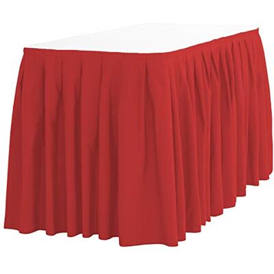 LinenTablecloth LTC LINENS 14 ft. Accordion Pleat Polyester Table Skirt Red LinenTablecloth LTC LINENS 14 ft. Accordion Pleat Polyester Table Skirt Red