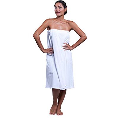 BT Boca Terry Womens Spa Wrap 100% Cotton Spa, Shower, Bath and Gym Towel w Snaps, Towel Wrap for Women, White, XXL BT Boca Terry Womens Spa Wrap 100% Cotton Spa, Shower, Bath and Gym Towel w Snaps, Towel Wrap for Women, White, XXL