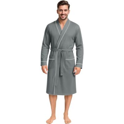 NY Threads Men's Robe Cotton Blend Knit Bathrobe NY Threads Men's Robe Cotton Blend Knit Bathrobe
