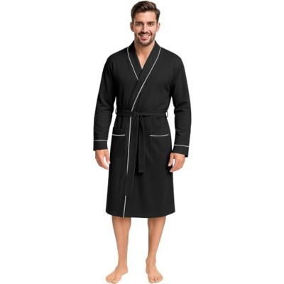 NY Threads Men's Robe Cotton Blend Knit Bathrobe NY Threads Men's Robe Cotton Blend Knit Bathrobe