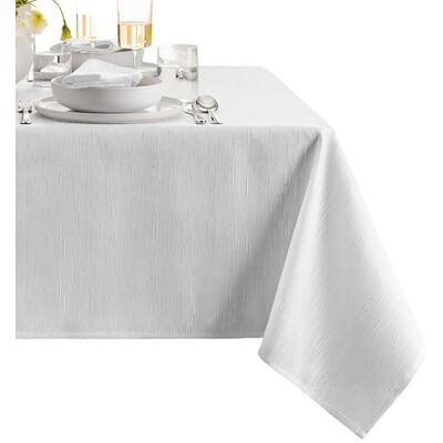 Elrene Home Fashions Continental Solid Texture Water and Stain Resistant Tablecloth, 60"X102" Rectangle, White Elrene Home Fashions Continental Solid Texture Water and Stain Resistant Tablecloth, 60"X102" Rectangle, White