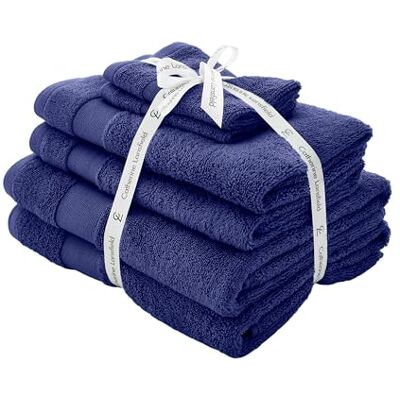 Catherine Lansfield Anti Bacterial Soft & Absorbent Cotton 6 Piece Towel Set Navy Blue Catherine Lansfield Anti Bacterial Soft & Absorbent Cotton 6 Piece Towel Set Navy Blue