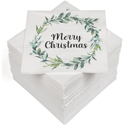 Heku 100 Napkins, 3-ply, 33 x 33 cm, Merry Christmas Wreath Motif, Absorbent and Practical Packaging, Wide Selection, Ideal for Special Occasions Heku 100 Napkins, 3-ply, 33 x 33 cm, Merry Christmas Wreath Motif, Absorbent and Practical Packaging, Wide Selection, Ideal for Special Occasions